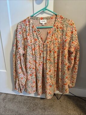Heyson Pink Floral Peasant Tunic